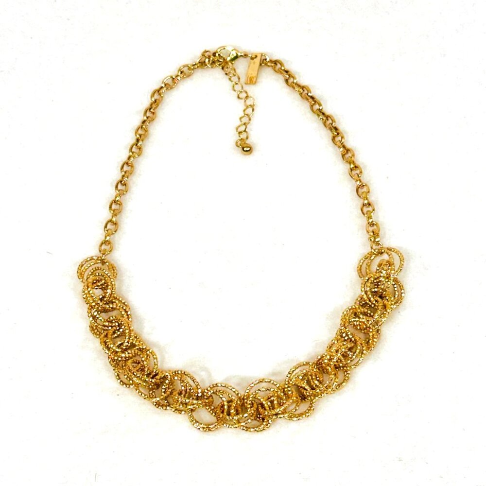 INC Gold Tone Diamond Cut Chain Link Statement Necklace